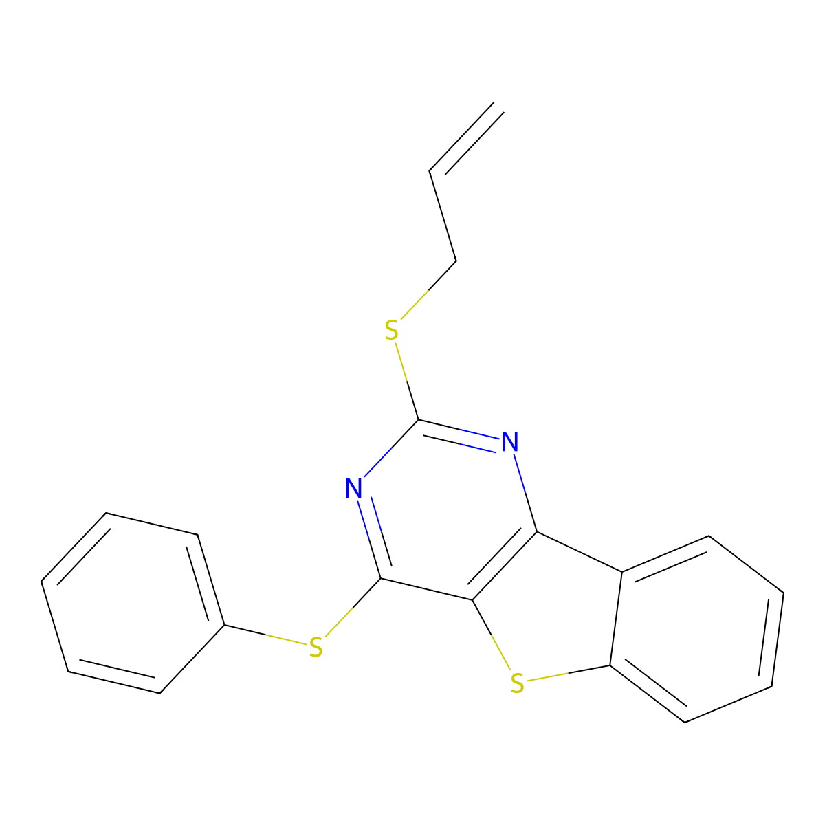 2-(Allylsulfanyl)-4-(phenylsulfanyl)[1]benzothieno[3,2-d]pyrimidine molecular structure, CAS 478030-01-2