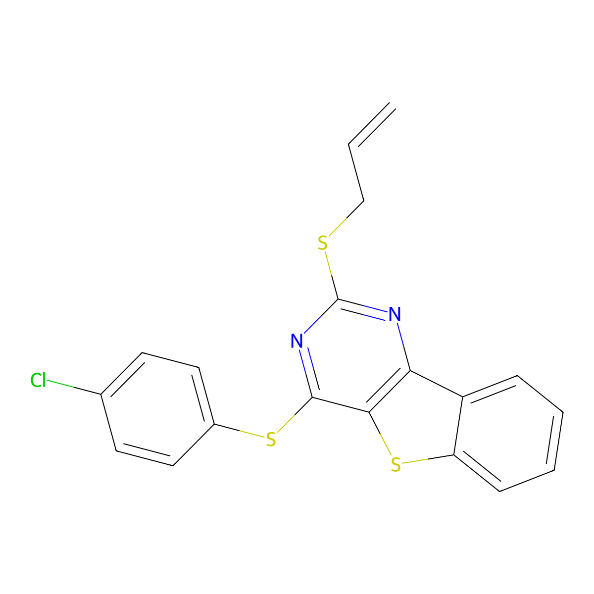 2-(Allylsulfanyl)-4-[(4-chlorophenyl)sulfanyl][1]benzothieno[3,2-d]pyrimidine molecular structure, CAS 478030-02-3