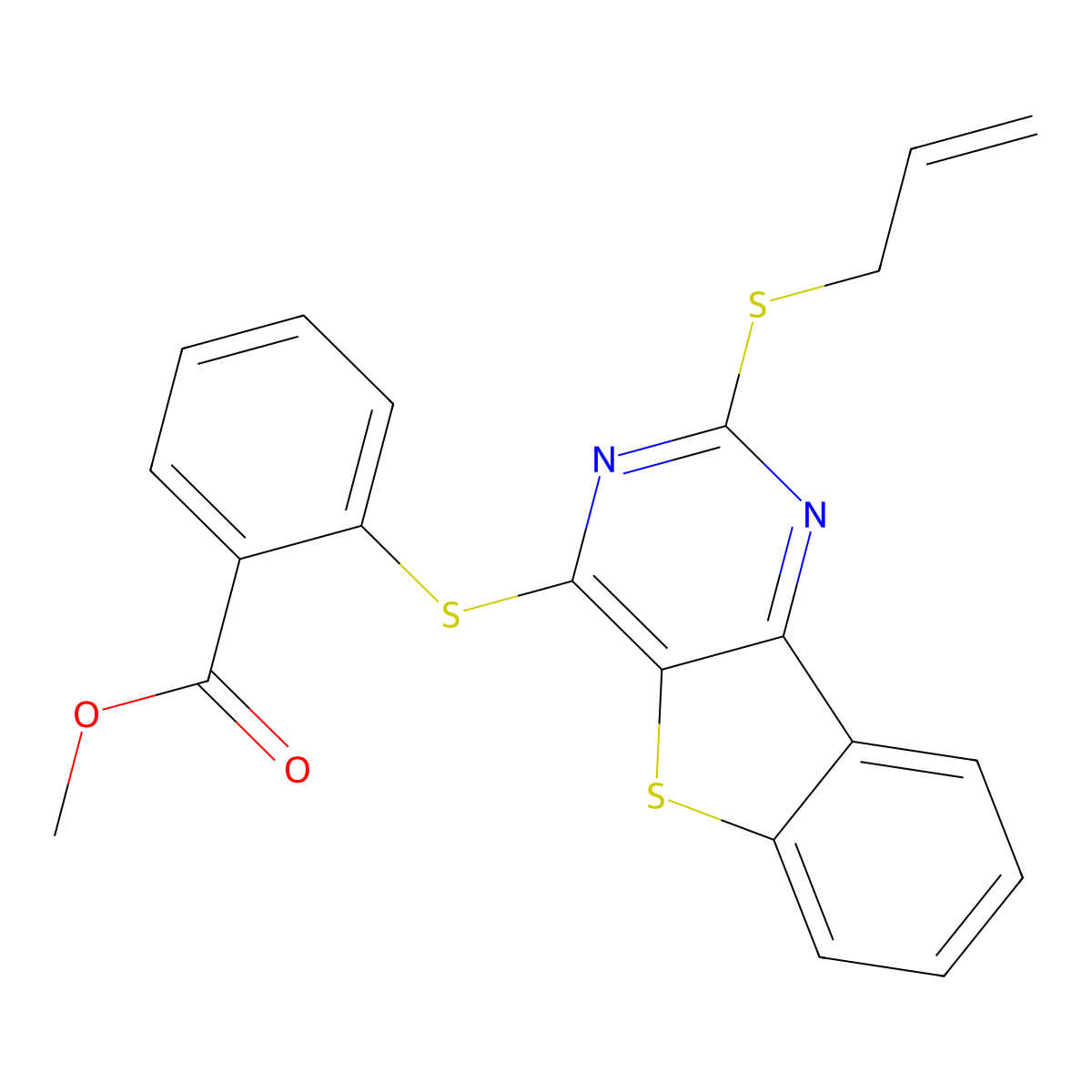 Methyl 2-{[2-(allylsulfanyl)[1]benzothieno[3,2-d]pyrimidin-4-yl]sulfanyl}benzenecarboxylate molecular structure, CAS 478030-03-4