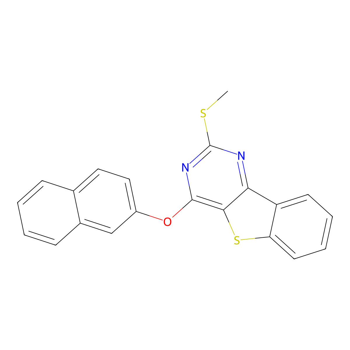 2-(Methylsulfanyl)-4-(2-naphthyloxy)[1]benzothieno[3,2-d]pyrimidine molecular structure, CAS 478030-06-7