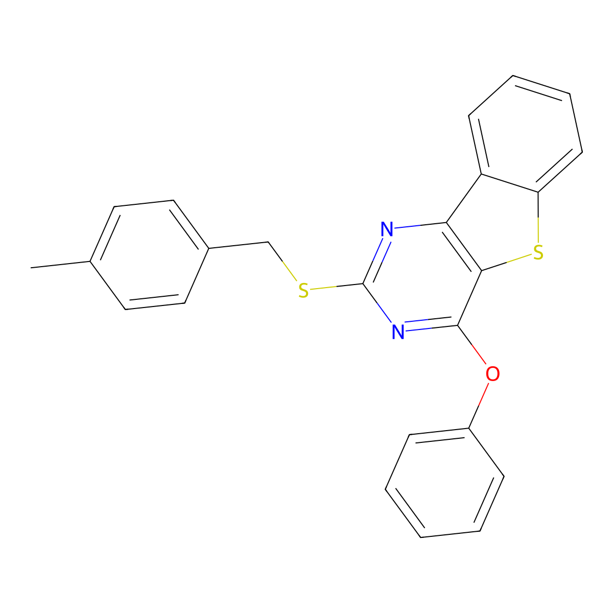 2-[(4-Methylbenzyl)sulfanyl][1]benzothieno[3,2-d]pyrimidin-4-yl phenyl ether molecular structure, CAS 478030-11-4