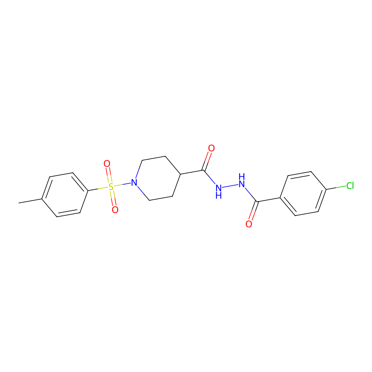 4-chloro-N'-({1-[(4-methylphenyl)sulfonyl]-4-piperidinyl}carbonyl)benzenecarbohydrazide molecular structure, CAS 478030-14-7