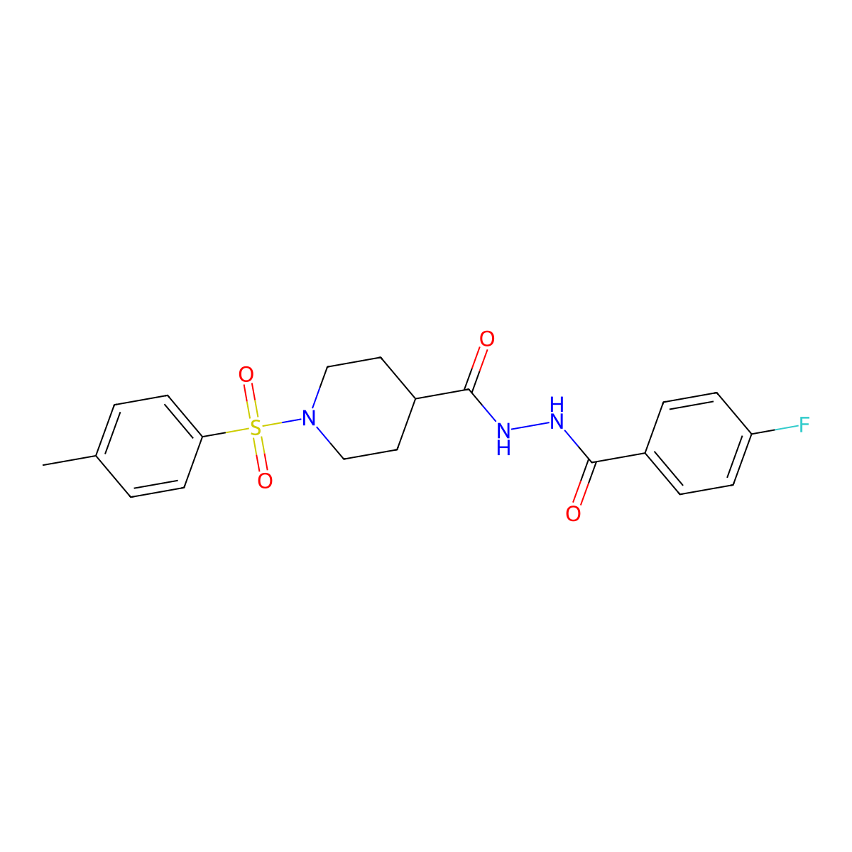 4-fluoro-N'-({1-[(4-methylphenyl)sulfonyl]-4-piperidinyl}carbonyl)benzenecarbohydrazide molecular structure, CAS 478030-16-9