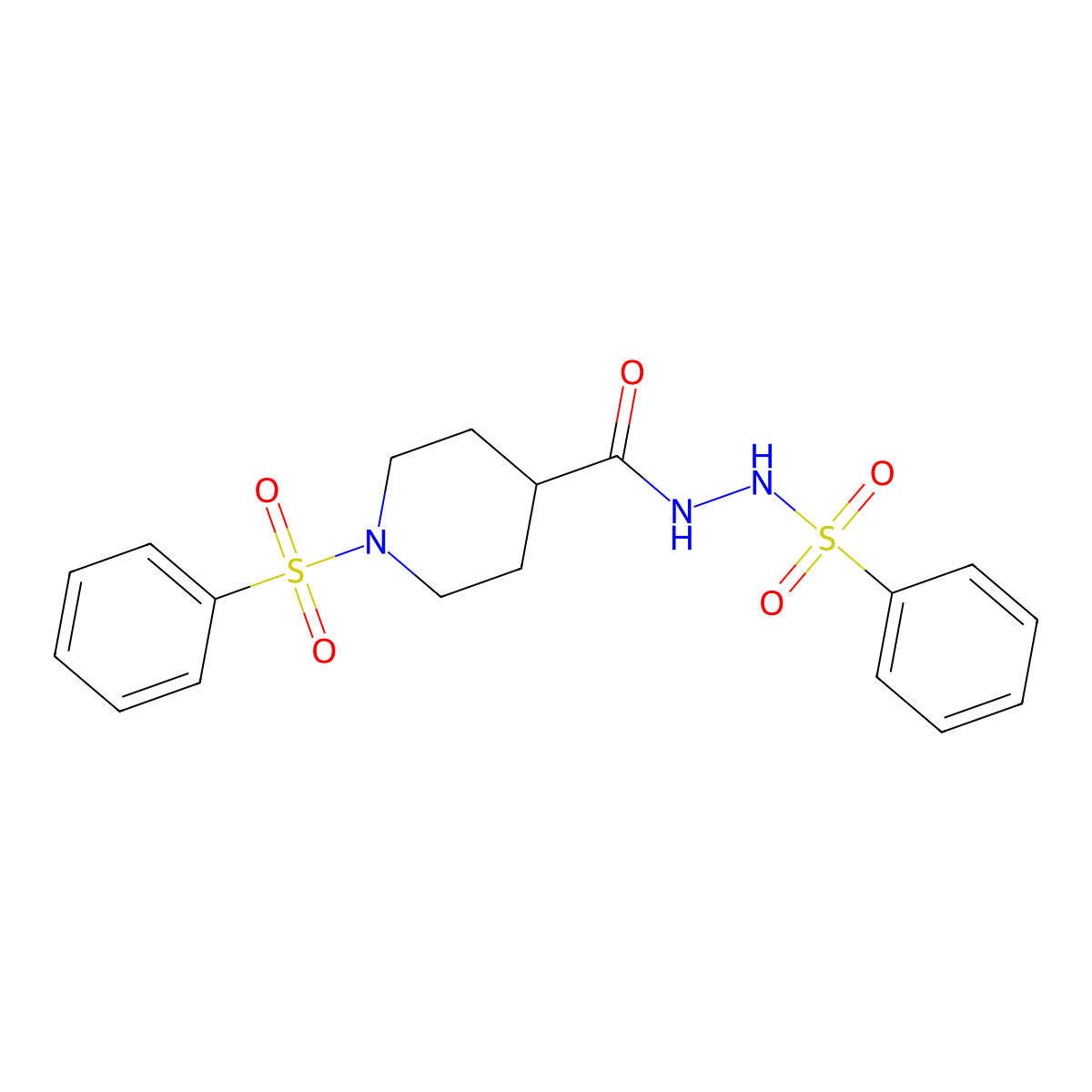 N',1-bis(benzenesulfonyl)piperidine-4-carbohydrazide molecular structure, CAS 478030-21-6