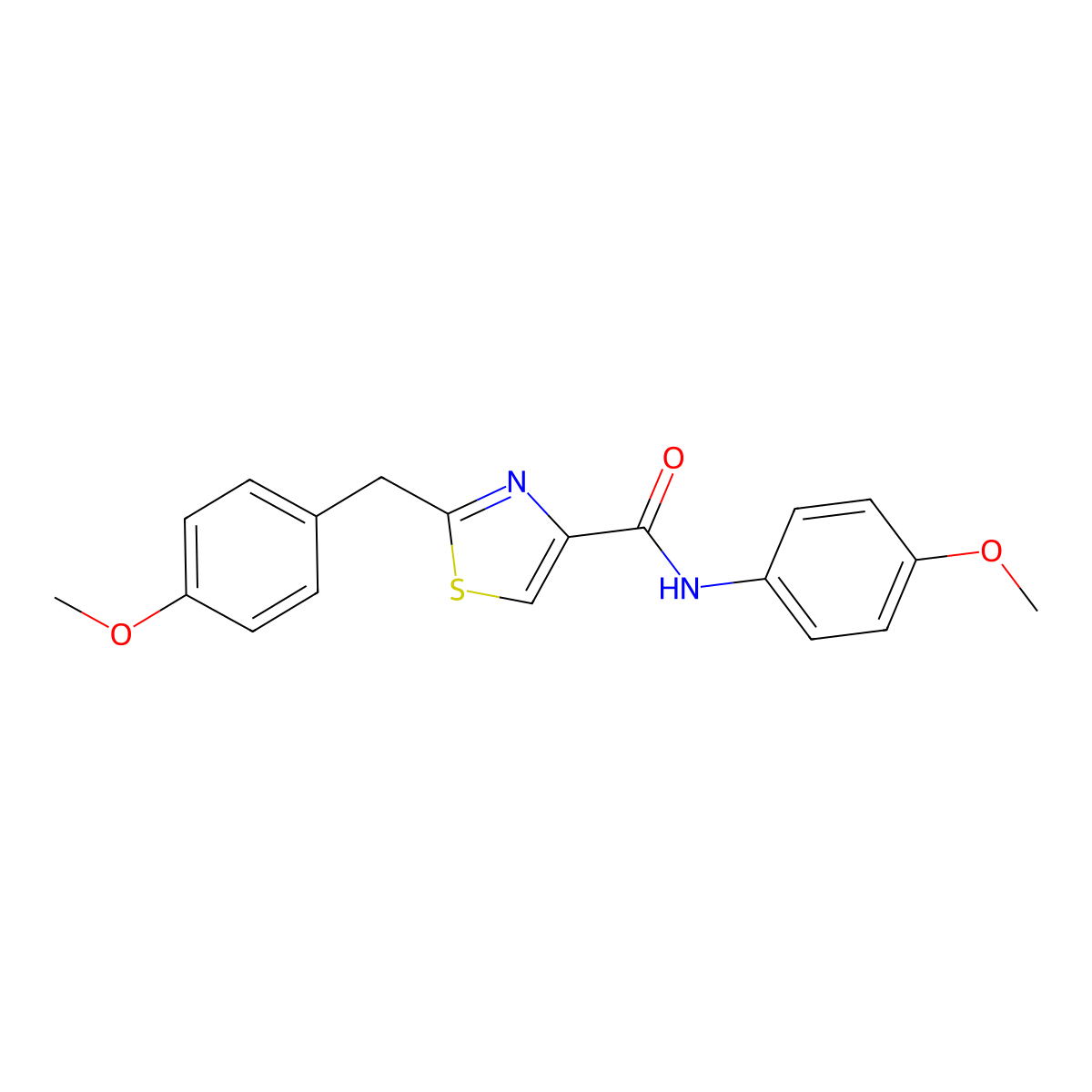 N-(4-methoxyphenyl)-2-[(4-methoxyphenyl)methyl]-1,3-thiazole-4-carboxamide molecular structure, CAS 478030-23-8
