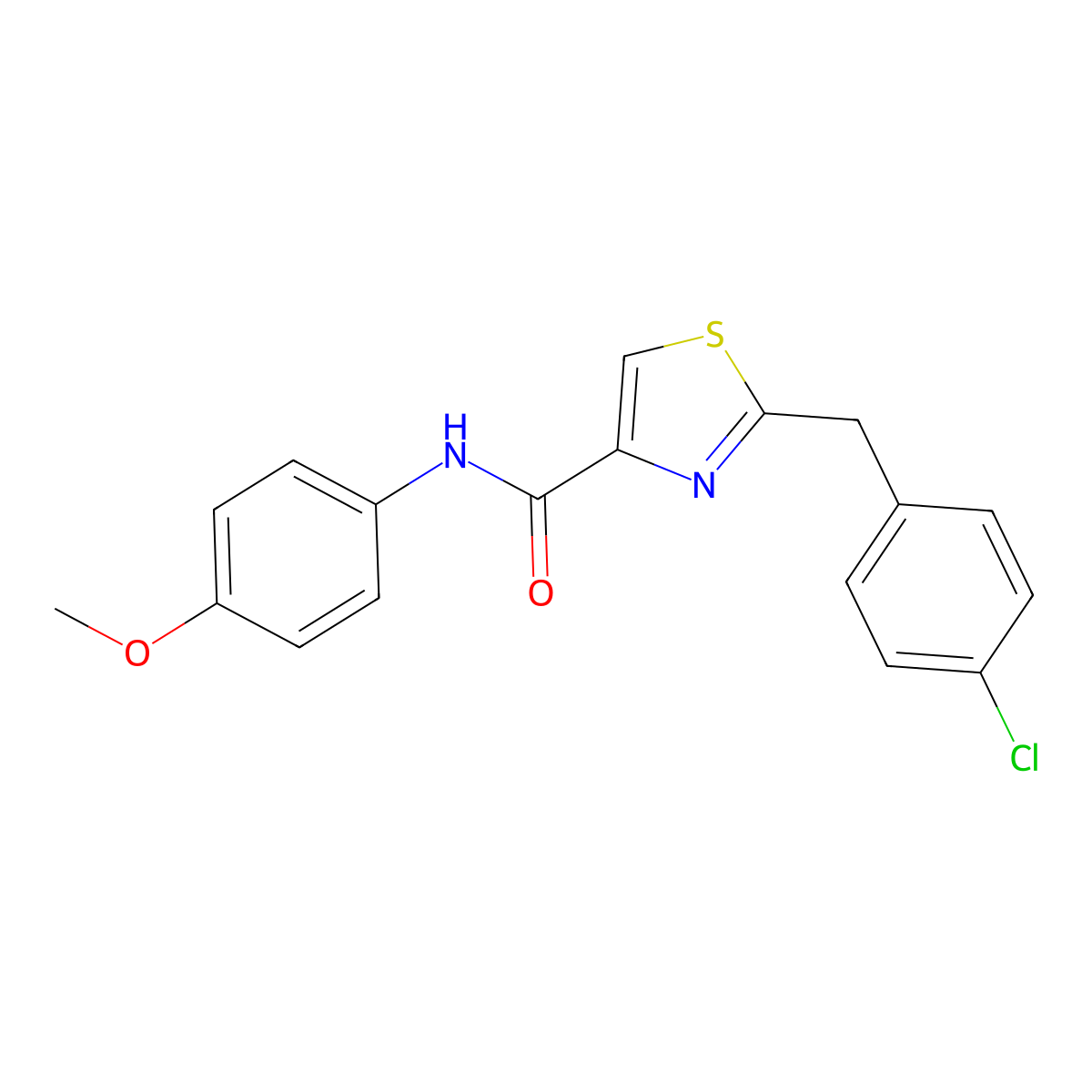 2-[(4-chlorophenyl)methyl]-N-(4-methoxyphenyl)-1,3-thiazole-4-carboxamide molecular structure, CAS 478030-24-9