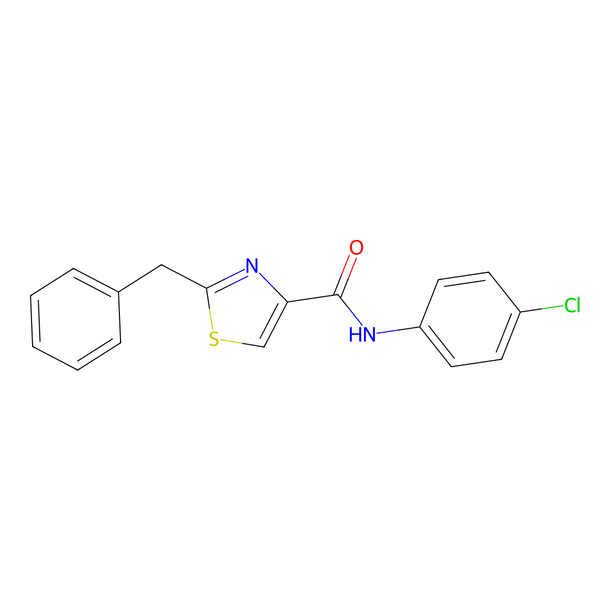 2-benzyl-N-(4-chlorophenyl)-1,3-thiazole-4-carboxamide molecular structure, CAS 478030-25-0