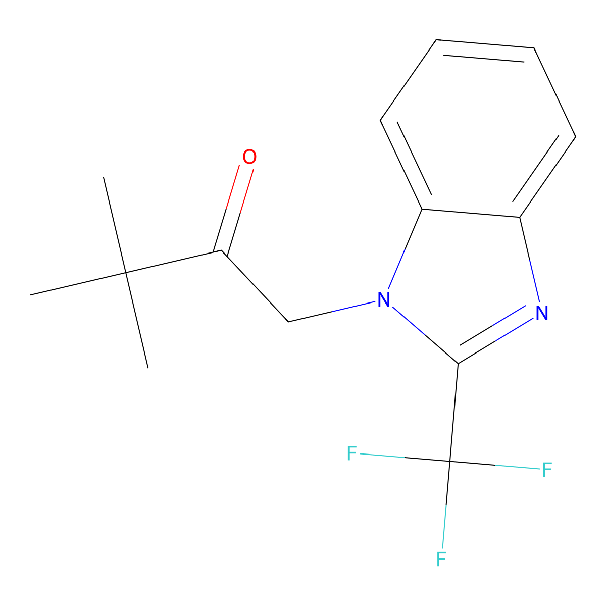 3,3-dimethyl-1-[2-(trifluoromethyl)-1H-1,3-benzimidazol-1-yl]-2-butanone molecular structure, CAS 478030-27-2