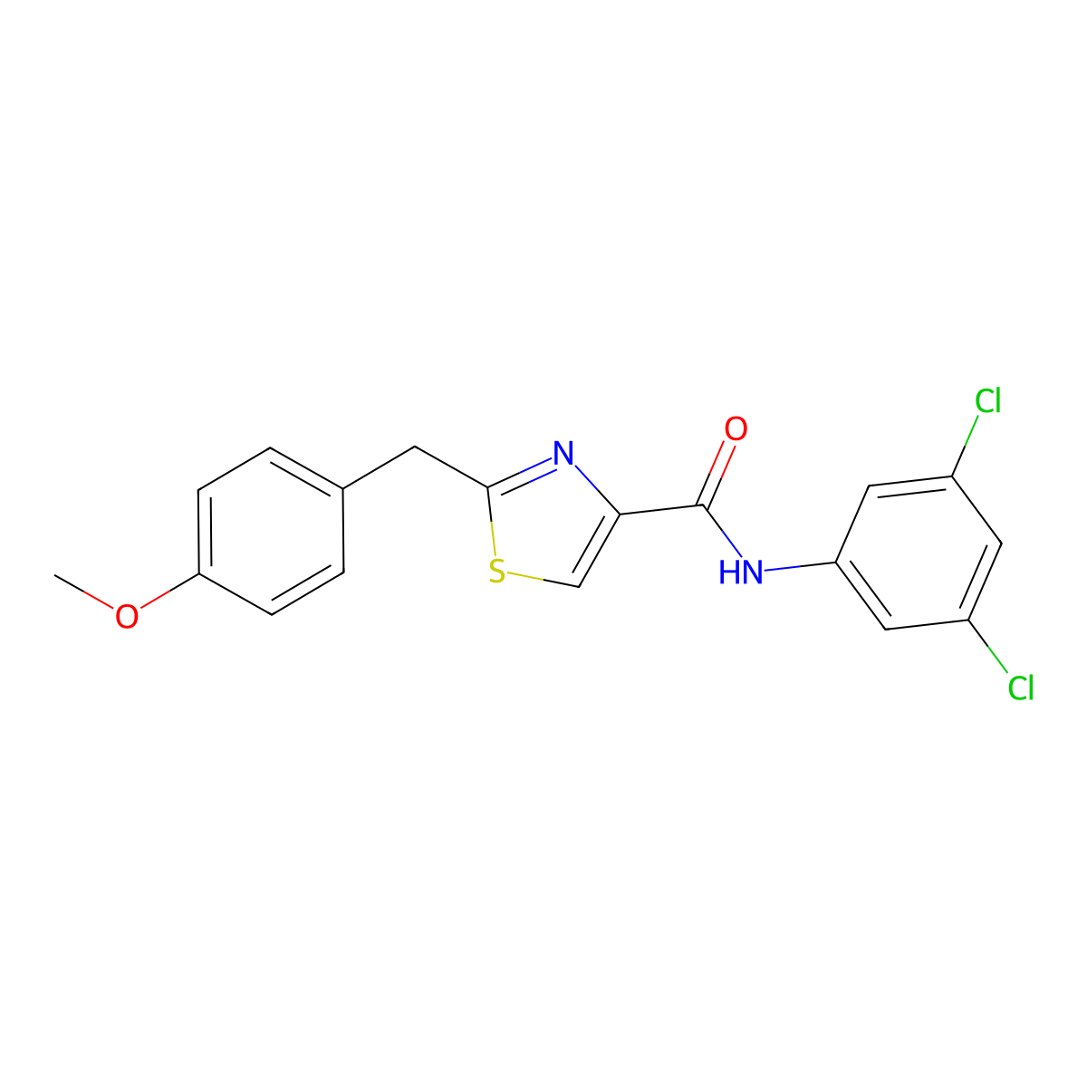 N-(3,5-dichlorophenyl)-2-[(4-methoxyphenyl)methyl]-1,3-thiazole-4-carboxamide molecular structure, CAS 478030-32-9