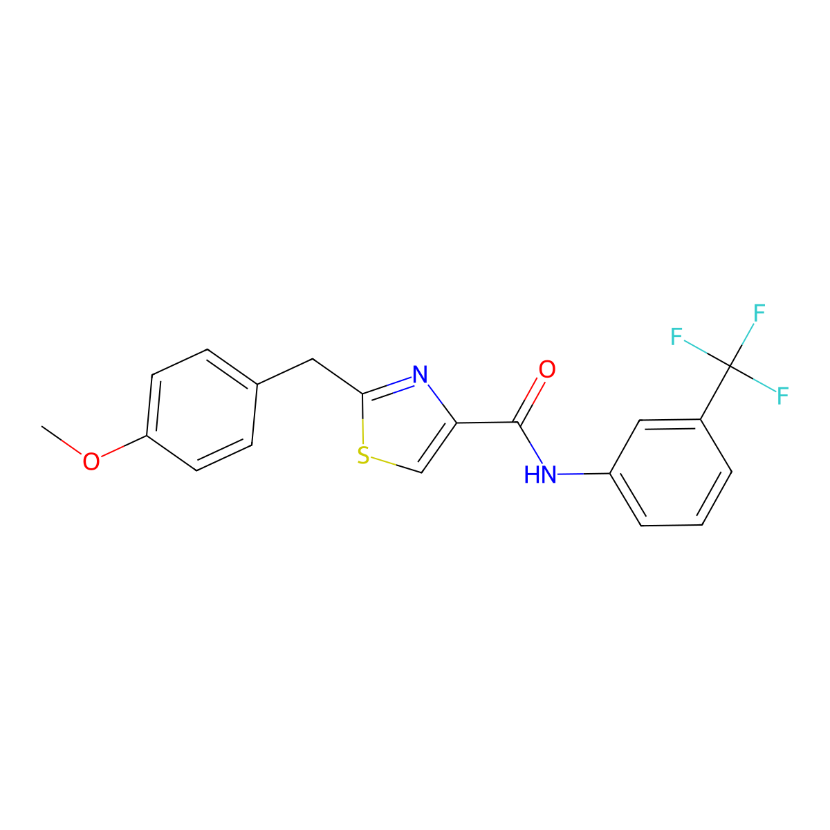 2-[(4-methoxyphenyl)methyl]-N-[3-(trifluoromethyl)phenyl]-1,3-thiazole-4-carboxamide molecular structure, CAS 478030-38-5
