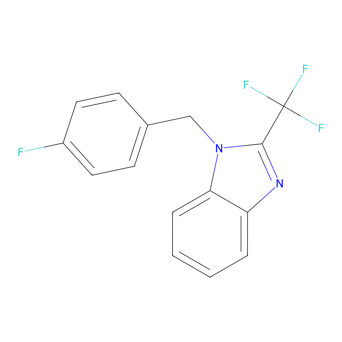 1-[(4-Fluorophenyl)methyl]-2-(trifluoromethyl)benzimidazole molecular structure, CAS 478030-39-6