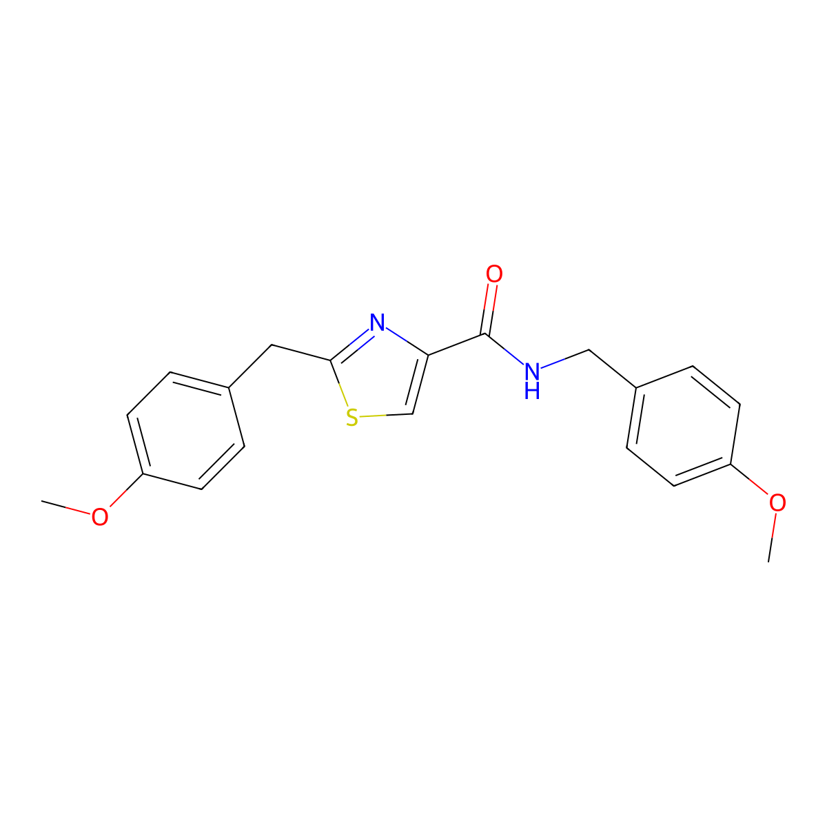 N,2-bis[(4-methoxyphenyl)methyl]-1,3-thiazole-4-carboxamide molecular structure, CAS 478030-42-1