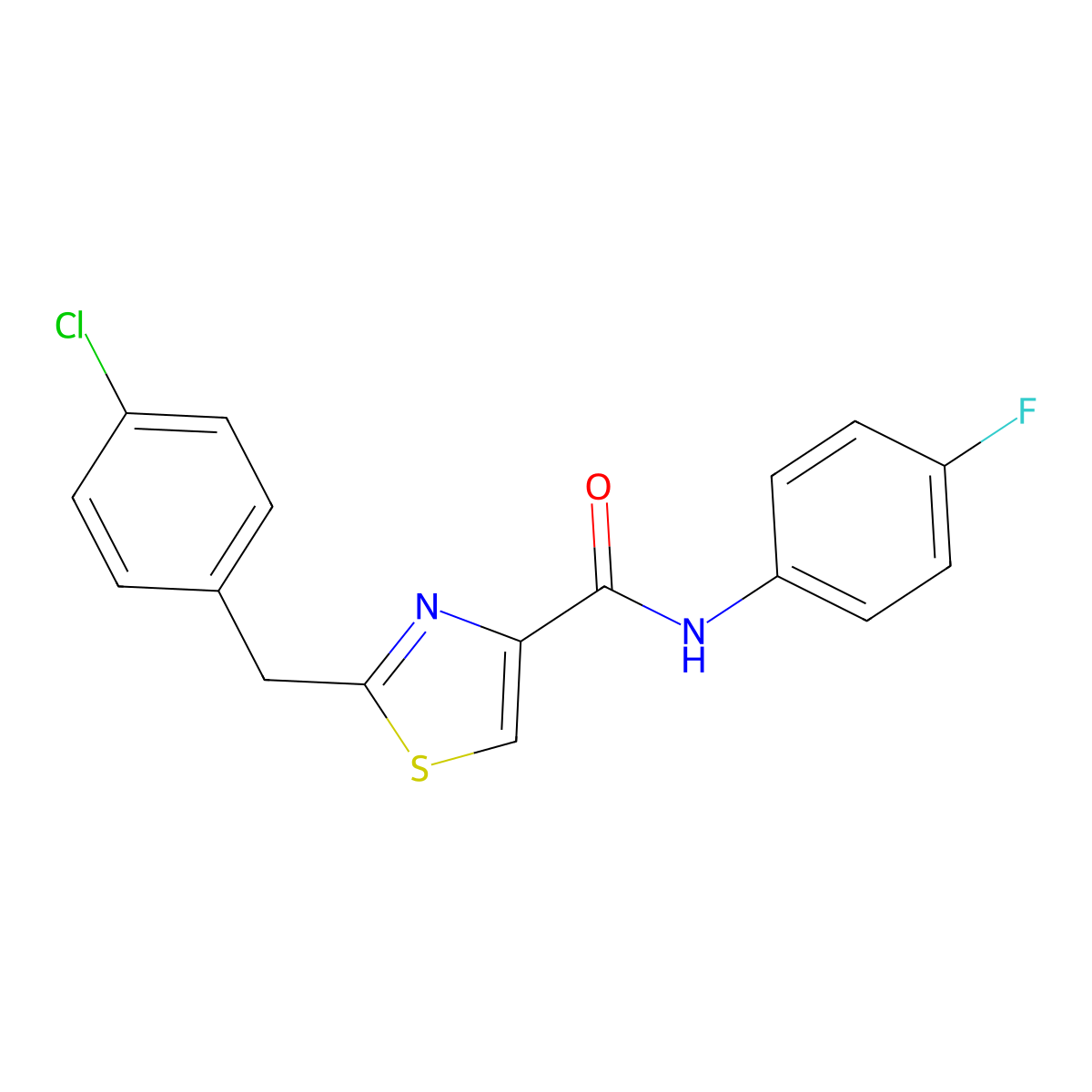 2-[(4-chlorophenyl)methyl]-N-(4-fluorophenyl)-1,3-thiazole-4-carboxamide molecular structure, CAS 478030-44-3