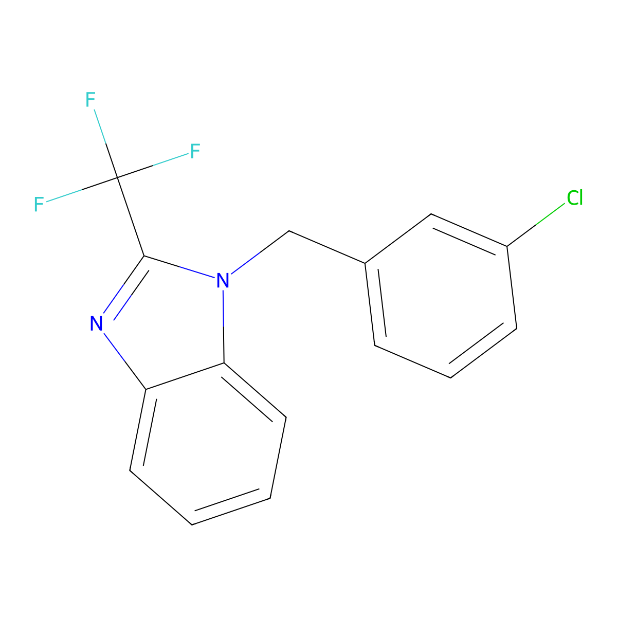 1-(3-chlorobenzyl)-2-(trifluoromethyl)-1H-1,3-benzimidazole molecular structure, CAS 478030-45-4