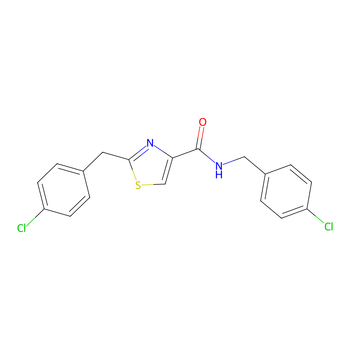 N,2-bis[(4-chlorophenyl)methyl]-1,3-thiazole-4-carboxamide molecular structure, CAS 478030-48-7