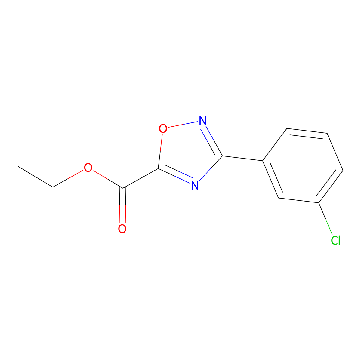 Ethyl 3-(3-chlorophenyl)-(1,2,4)oxadiazole-5-carboxylate molecular structure, CAS 478030-49-8