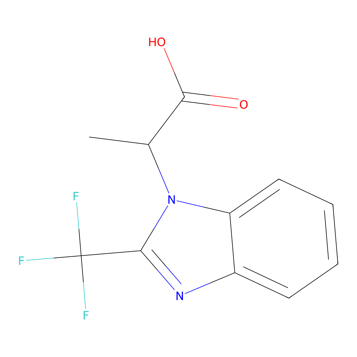 2-[2-(trifluoromethyl)-1H-1,3-benzodiazol-1-yl]propanoic acid molecular structure, CAS 478030-59-0