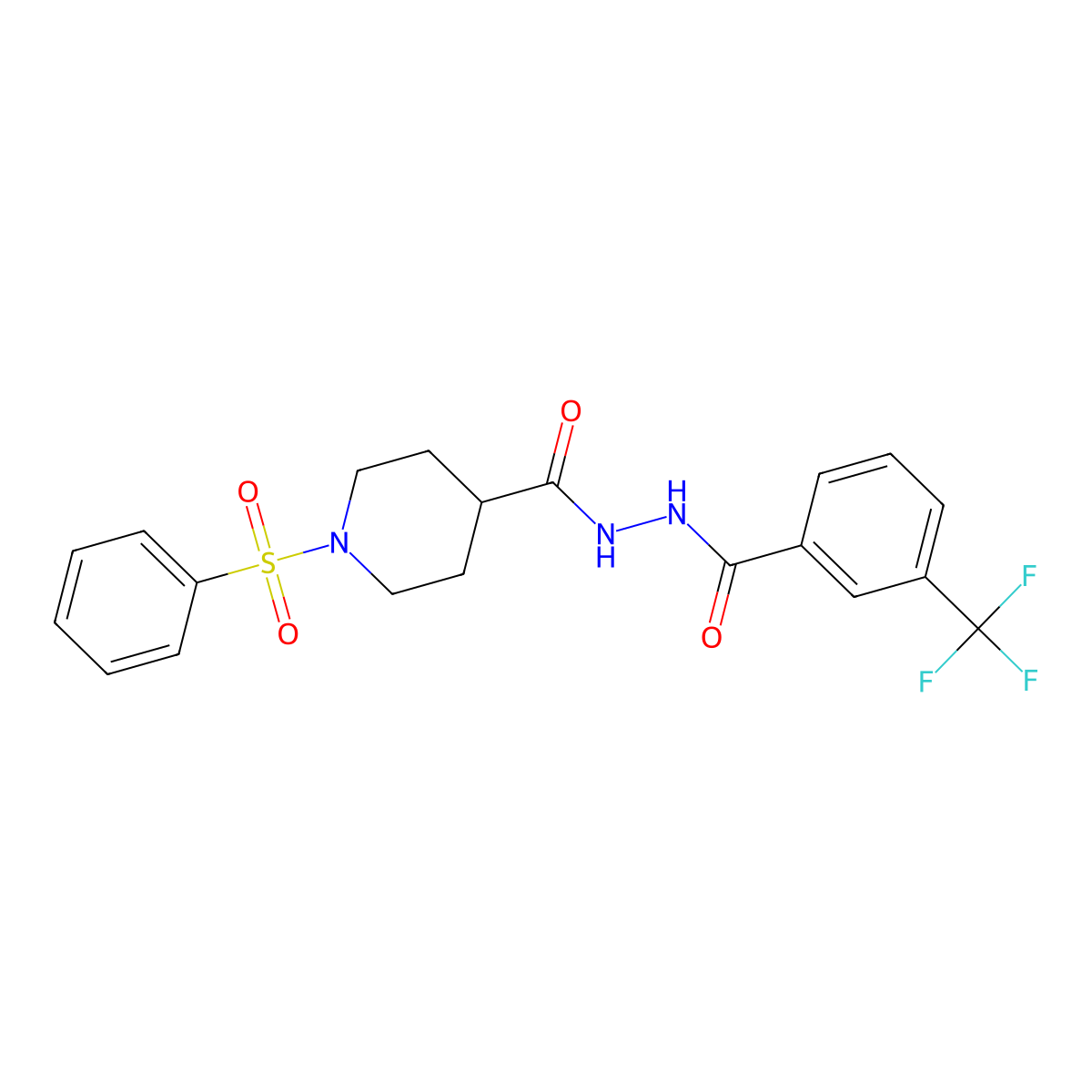 N'-{[1-(phenylsulfonyl)-4-piperidinyl]carbonyl}-3-(trifluoromethyl)benzenecarbohydrazide molecular structure, CAS 478030-61-4