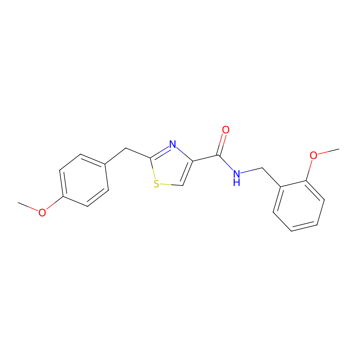 N-[(2-methoxyphenyl)methyl]-2-[(4-methoxyphenyl)methyl]-1,3-thiazole-4-carboxamide molecular structure, CAS 478030-64-7