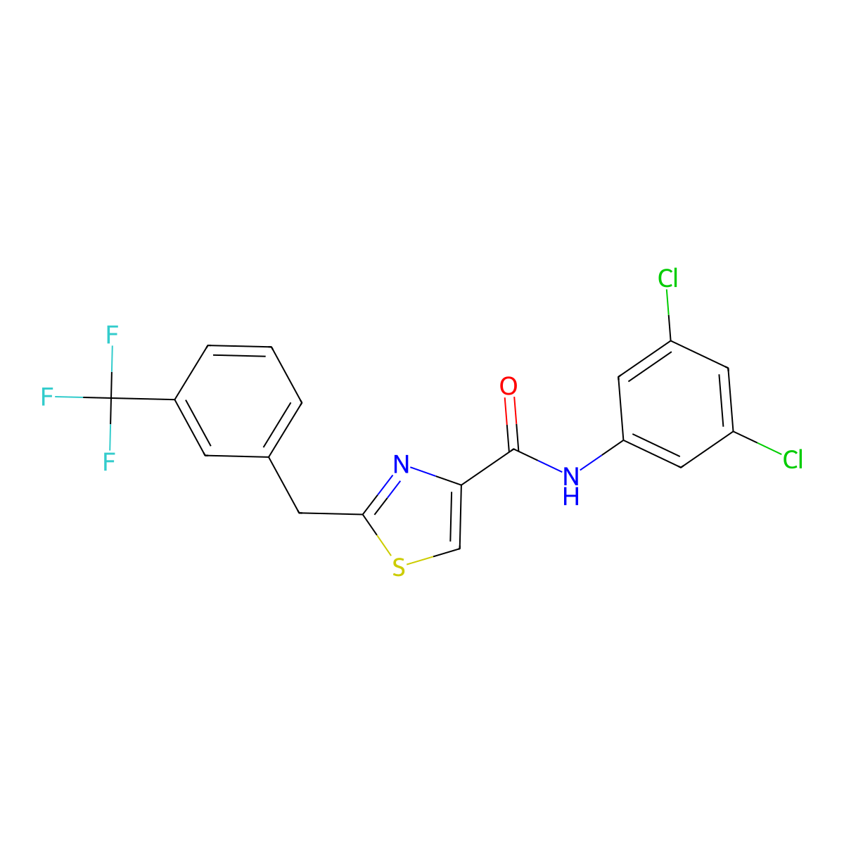 N-(3,5-dichlorophenyl)-2-[3-(trifluoromethyl)benzyl]-1,3-thiazole-4-carboxamide molecular structure, CAS 478030-73-8