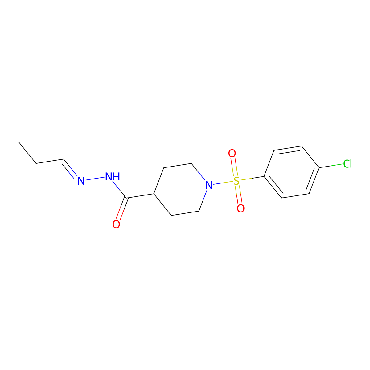 1-(4-chlorobenzenesulfonyl)-N'-[(1E)-propylidene]piperidine-4-carbohydrazide molecular structure, CAS 478030-75-0