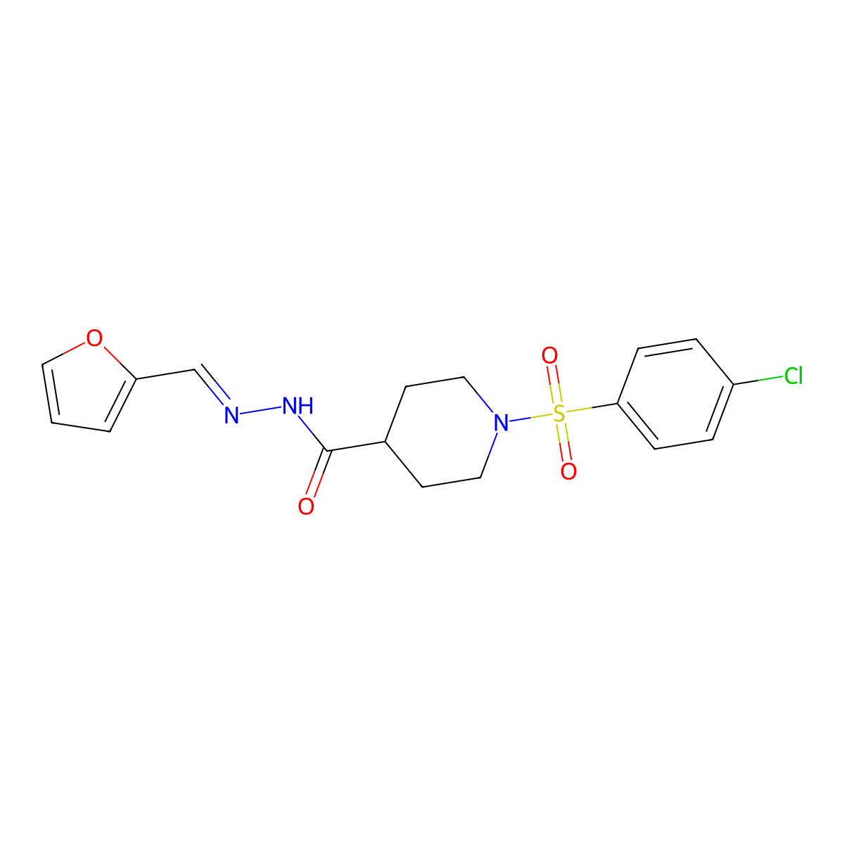 1-[(4-chlorophenyl)sulfonyl]-N'-[(E)-2-furylmethylidene]-4-piperidinecarbohydrazide molecular structure, CAS 478030-78-3