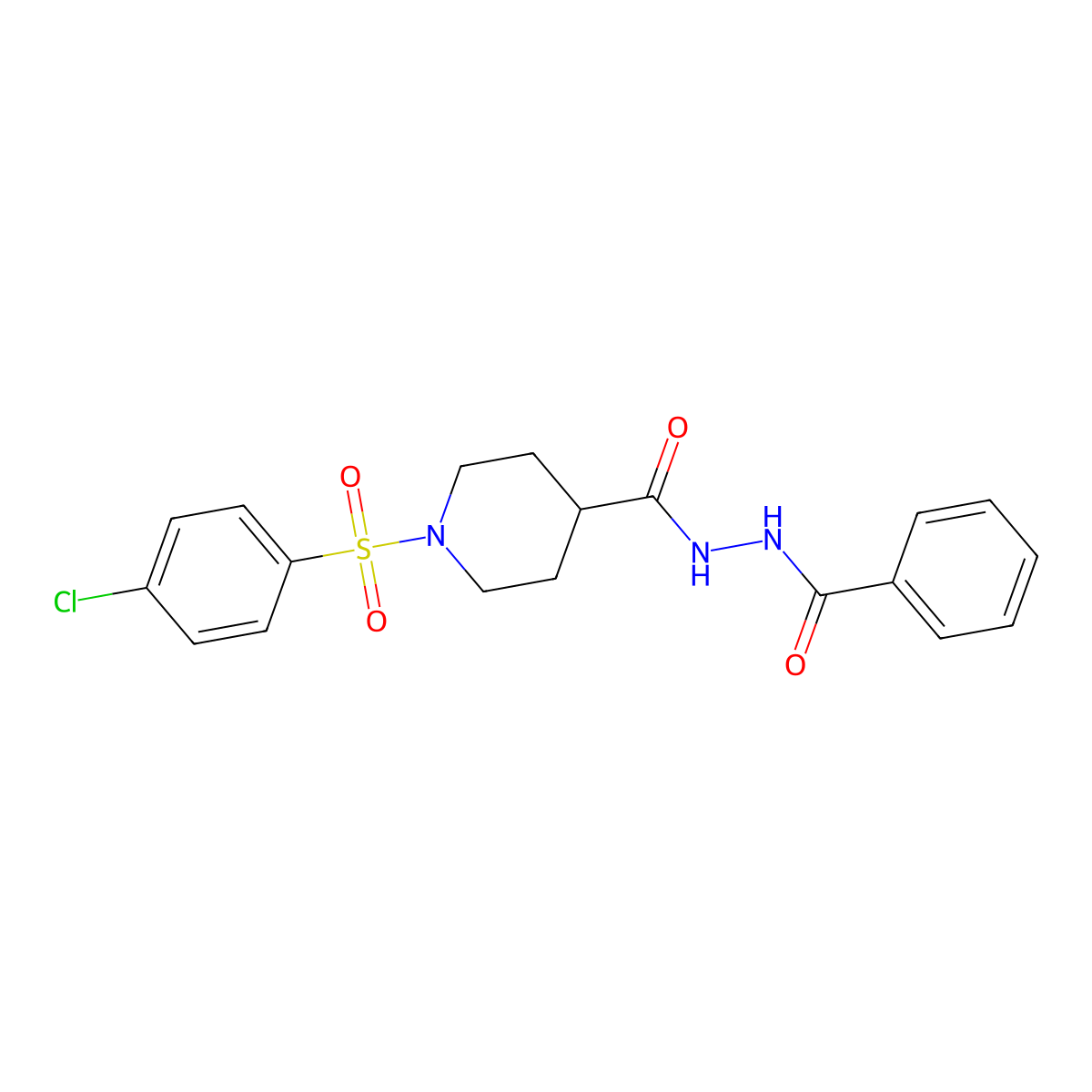N'-benzoyl-1-(4-chlorophenyl)sulfonylpiperidine-4-carbohydrazide molecular structure, CAS 478030-80-7