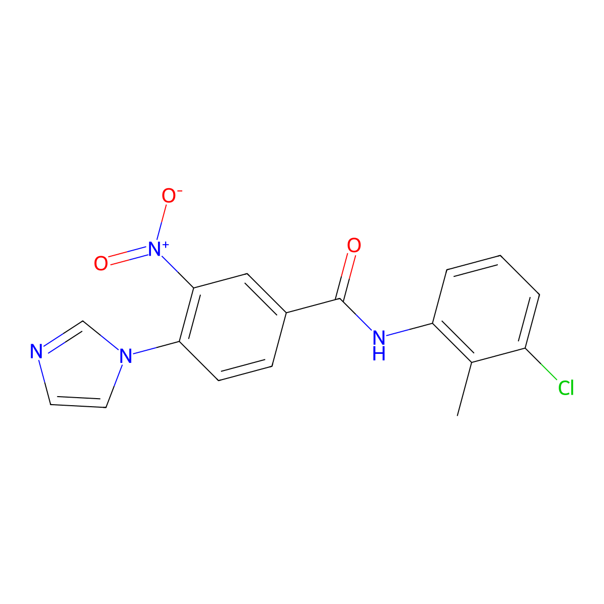 N-(3-chloro-2-methylphenyl)-4-(1H-imidazol-1-yl)-3-nitrobenzenecarboxamide molecular structure, CAS 478030-85-2