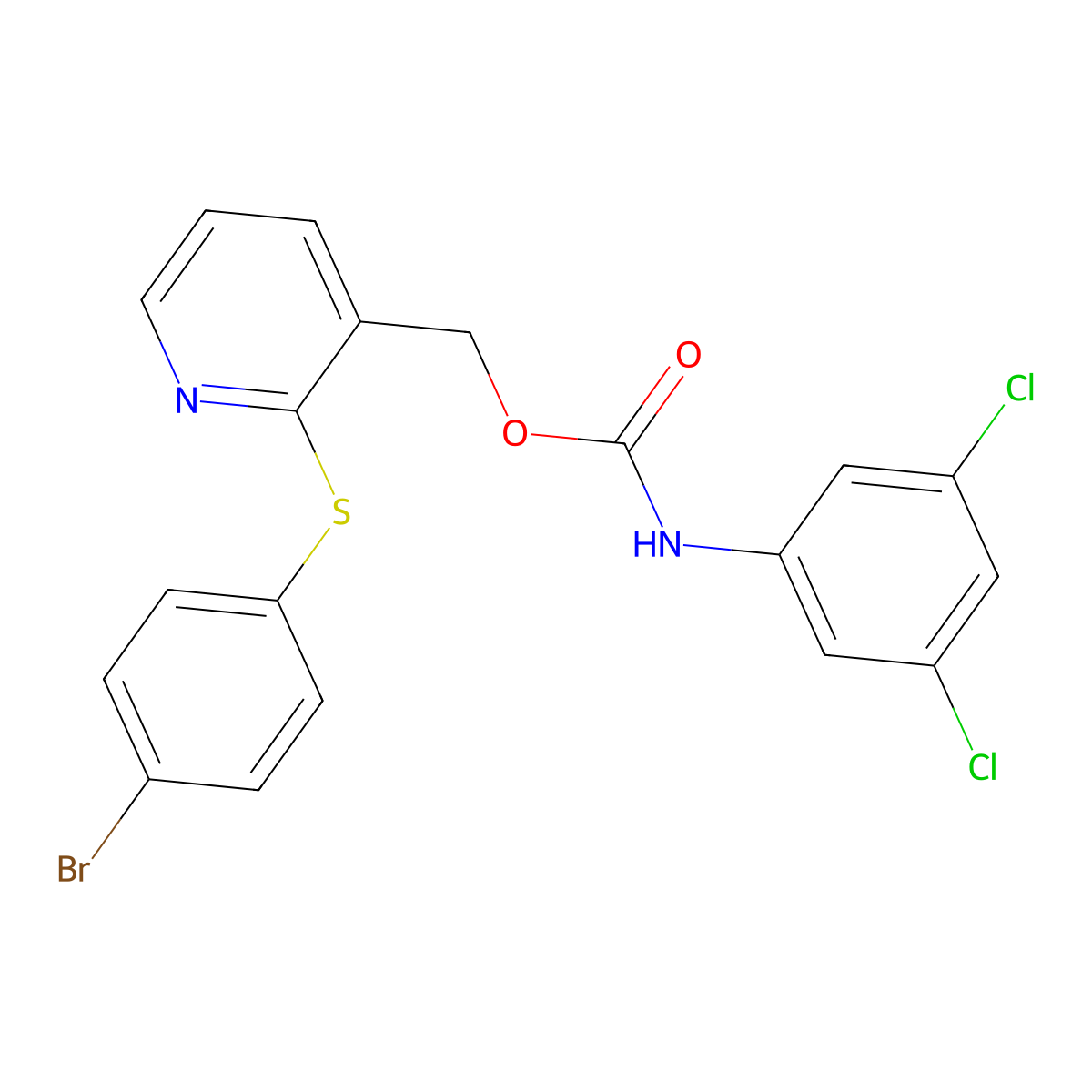 [2-(4-bromophenyl)sulfanylpyridin-3-yl]methyl N-(3,5-dichlorophenyl)carbamate molecular structure, CAS 478031-19-5