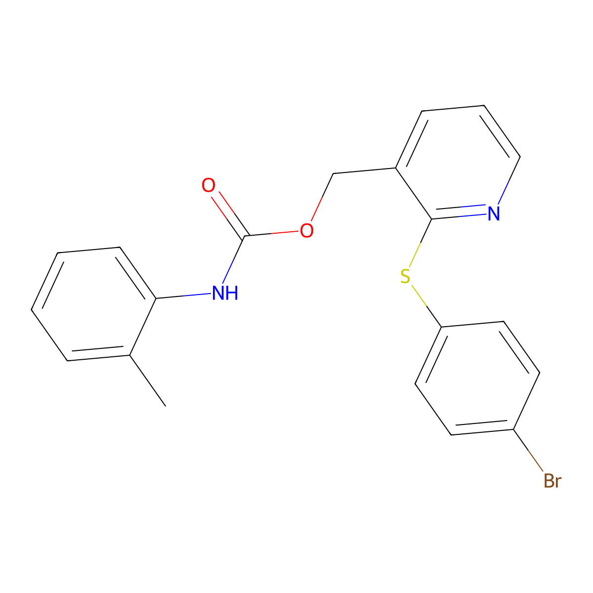 [2-(4-bromophenyl)sulfanylpyridin-3-yl]methyl N-(2-methylphenyl)carbamate molecular structure, CAS 478031-21-9