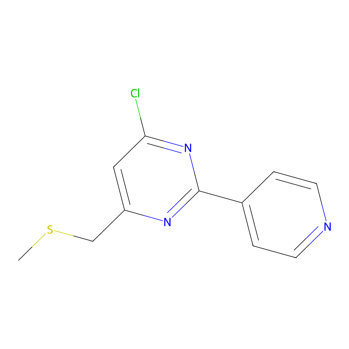 4-Chloro-6-((methylthio)methyl)-2-(pyridin-4-yl)pyrimidine molecular structure, CAS 478031-37-7