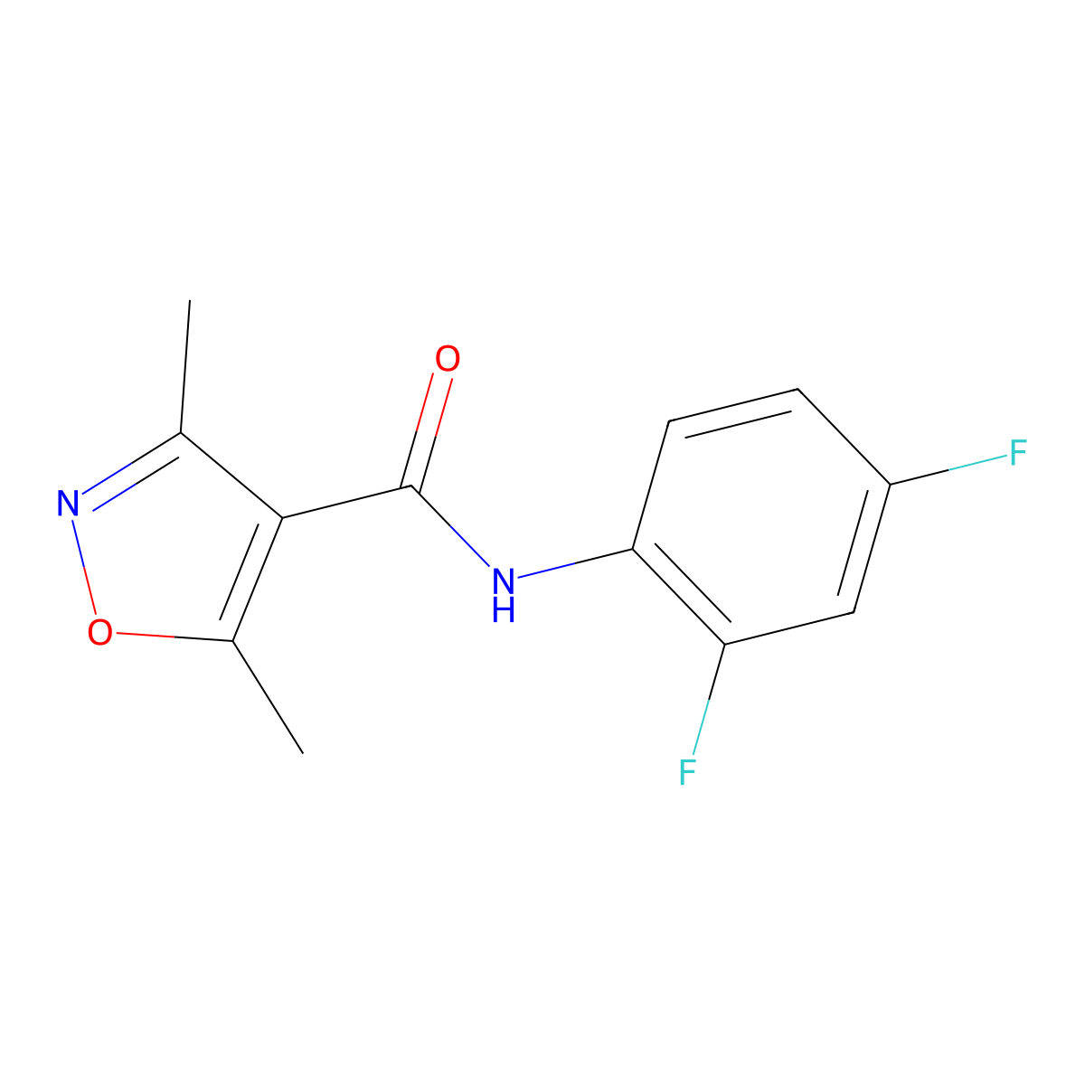 N-(2,4-difluorophenyl)-3,5-dimethyl-1,2-oxazole-4-carboxamide molecular structure, CAS 478031-58-2