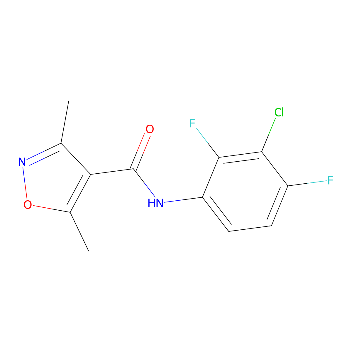 N-(3-chloro-2,4-difluorophenyl)-3,5-dimethyl-1,2-oxazole-4-carboxamide molecular structure, CAS 478031-60-6