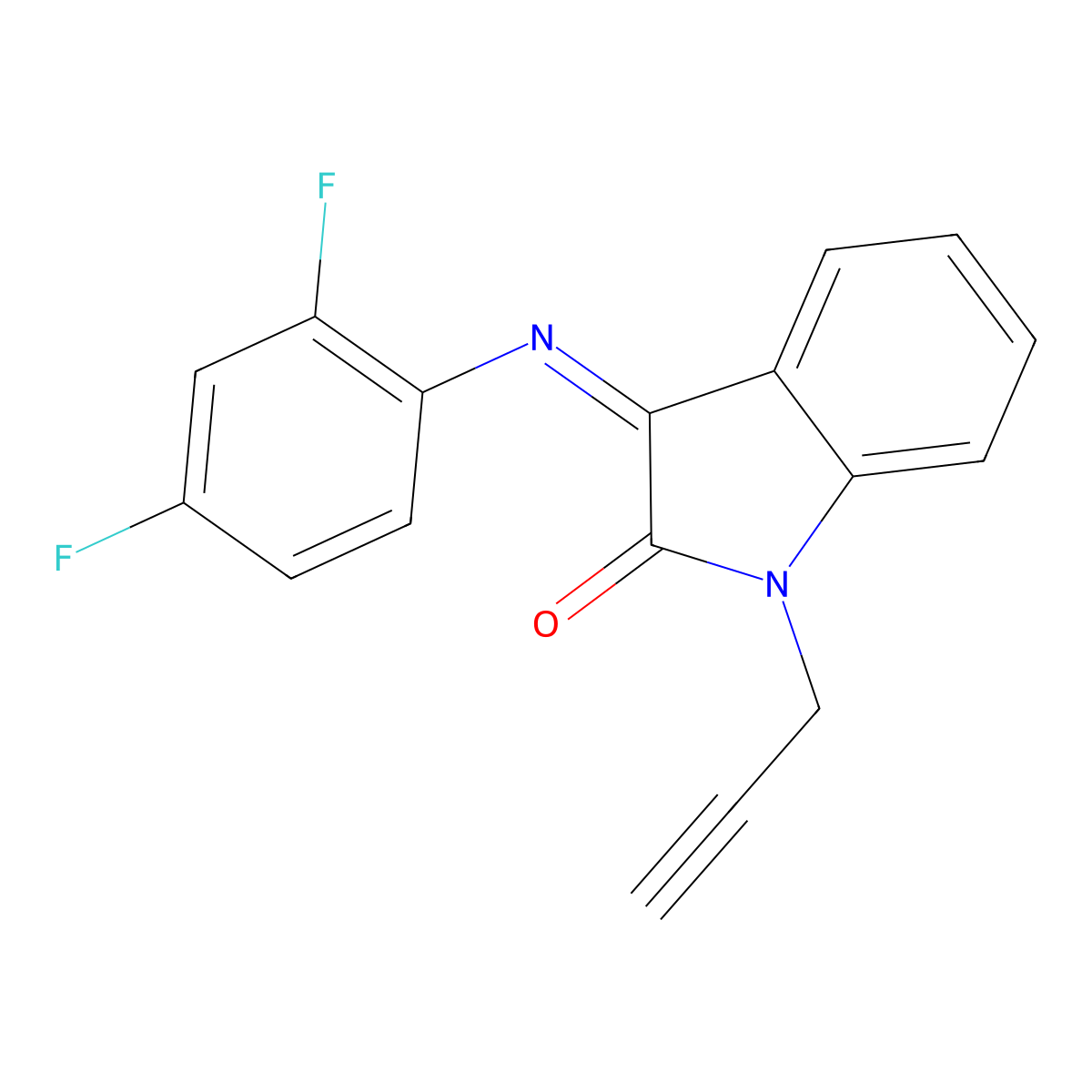 3-[(2,4-difluorophenyl)imino]-1-(2-propynyl)-1,3-dihydro-2H-indol-2-one molecular structure, CAS 478031-70-8