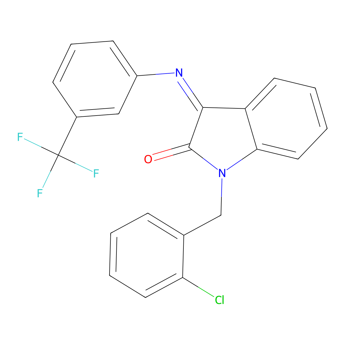 1-(2-chlorobenzyl)-3-{[3-(trifluoromethyl)phenyl]imino}-1,3-dihydro-2H-indol-2-one molecular structure, CAS 478031-73-1
