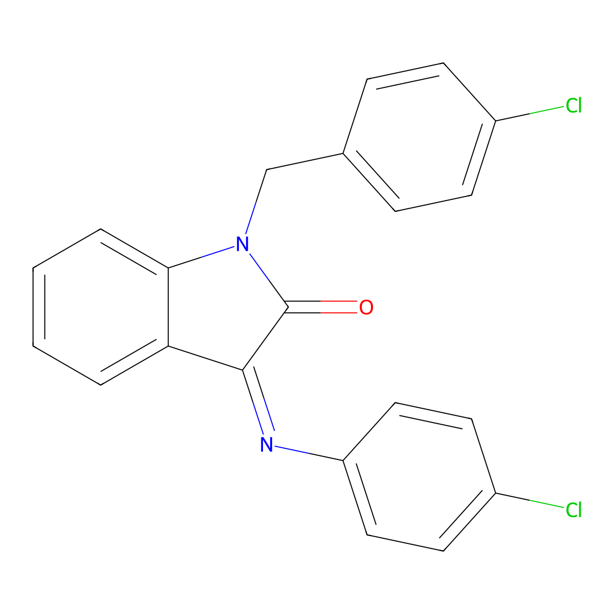 1-(4-chlorobenzyl)-3-[(4-chlorophenyl)imino]-1,3-dihydro-2H-indol-2-one molecular structure, CAS 478031-79-7