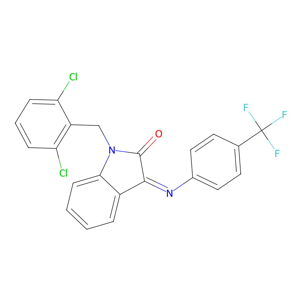 1-(2,6-dichlorobenzyl)-3-{[4-(trifluoromethyl)phenyl]imino}-1,3-dihydro-2H-indol-2-one molecular structure, CAS 478031-82-2