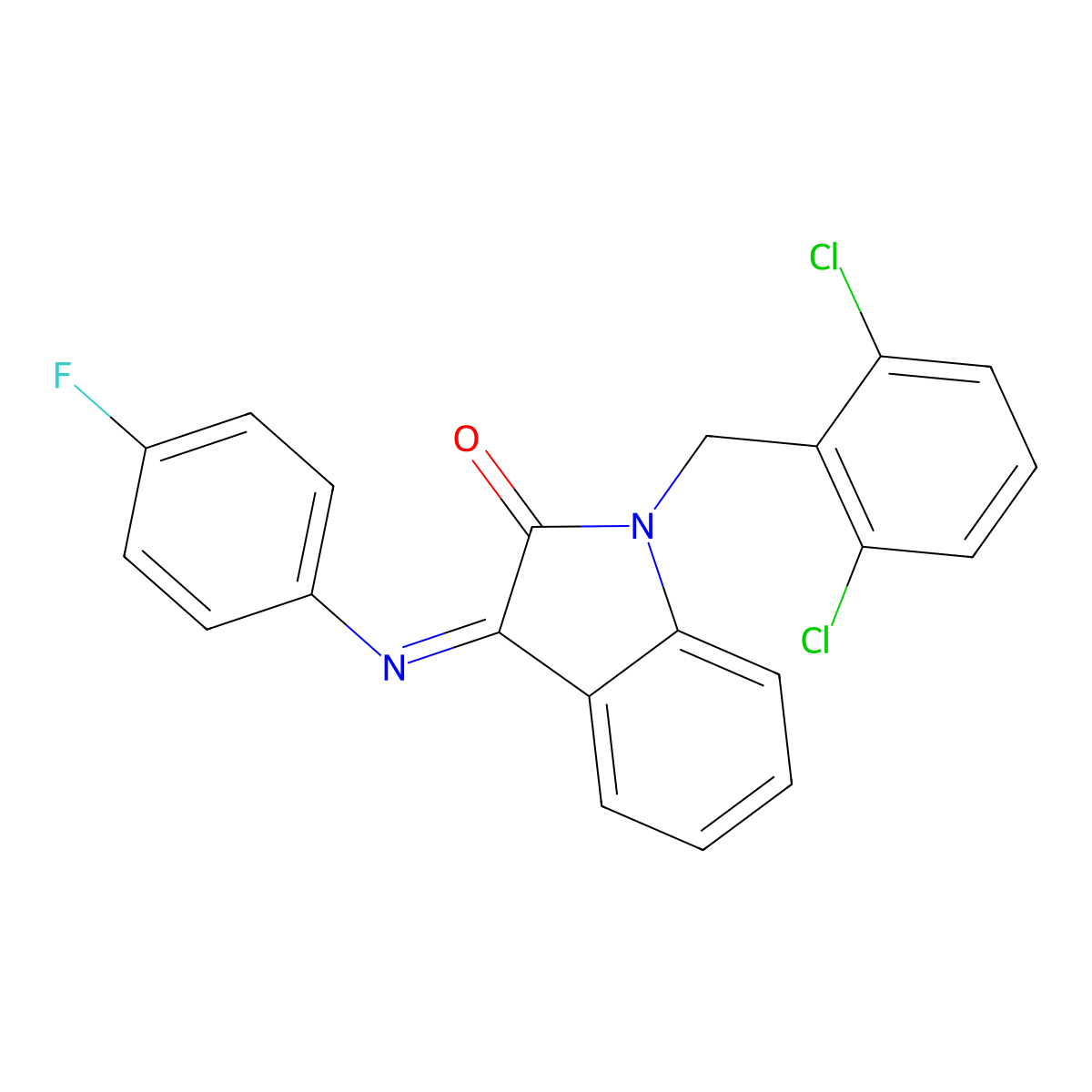 1-(2,6-dichlorobenzyl)-3-[(4-fluorophenyl)imino]-1,3-dihydro-2H-indol-2-one molecular structure, CAS 478031-83-3