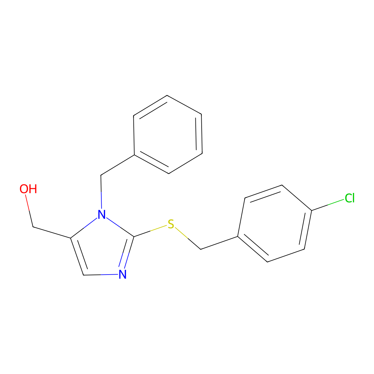 {1-benzyl-2-[(4-chlorobenzyl)sulfanyl]-1H-imidazol-5-yl}methanol molecular structure, CAS 478031-84-4