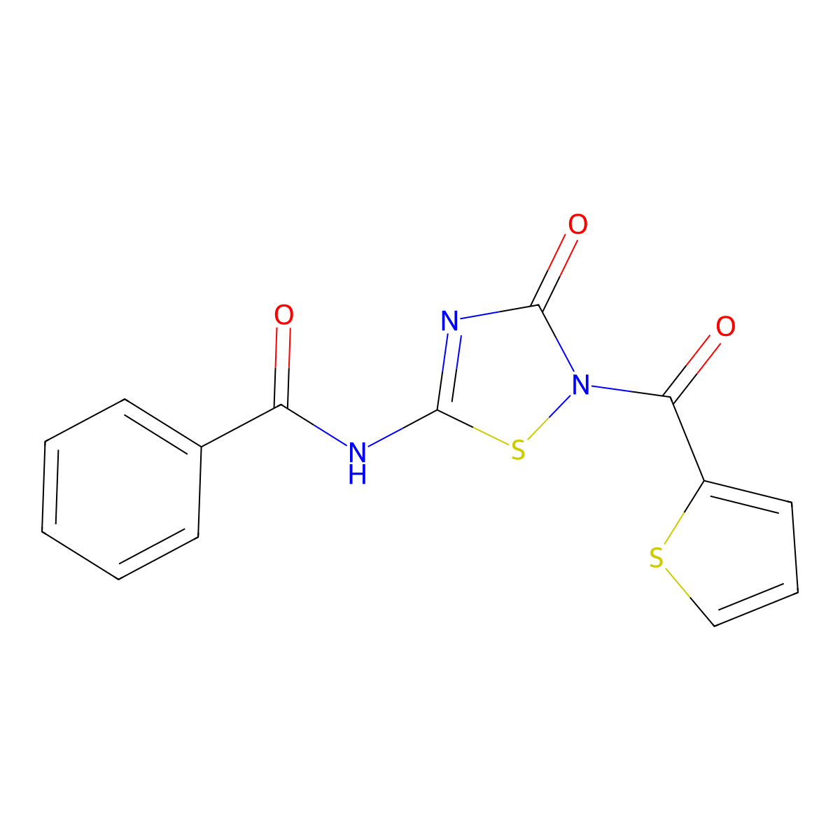 N-[3-oxo-2-(thiophene-2-carbonyl)-1,2,4-thiadiazol-5-yl]benzamide molecular structure, CAS 478031-90-2