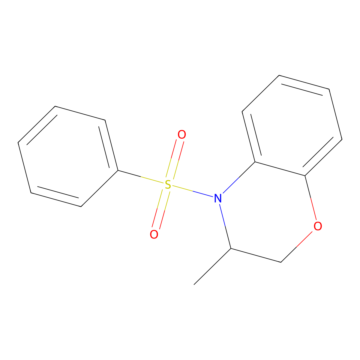 3-methyl-4-(phenylsulfonyl)-3,4-dihydro-2H-1,4-benzoxazine molecular structure, CAS 478031-97-9