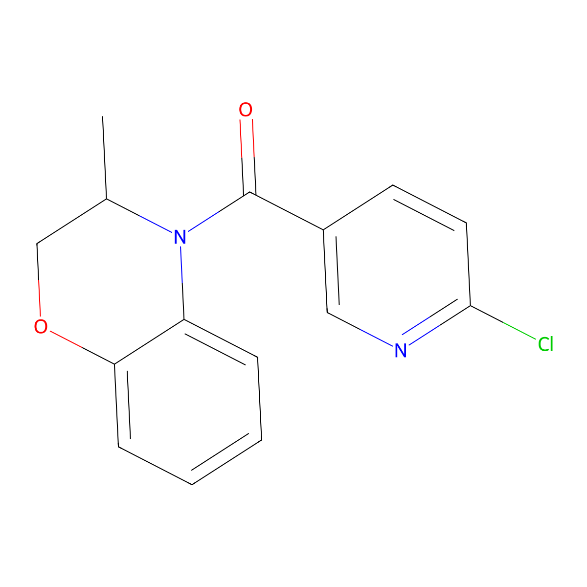 (6-chloro-3-pyridinyl)(3-methyl-2,3-dihydro-4H-1,4-benzoxazin-4-yl)methanone molecular structure, CAS 478031-98-0
