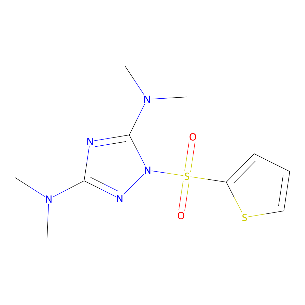 N-(3-(Dimethylamino)-1-(2-thienylsulfonyl)-1H-1,2,4-triazol-5-yl)-N,N-dimethylamine molecular structure, CAS 478032-14-3