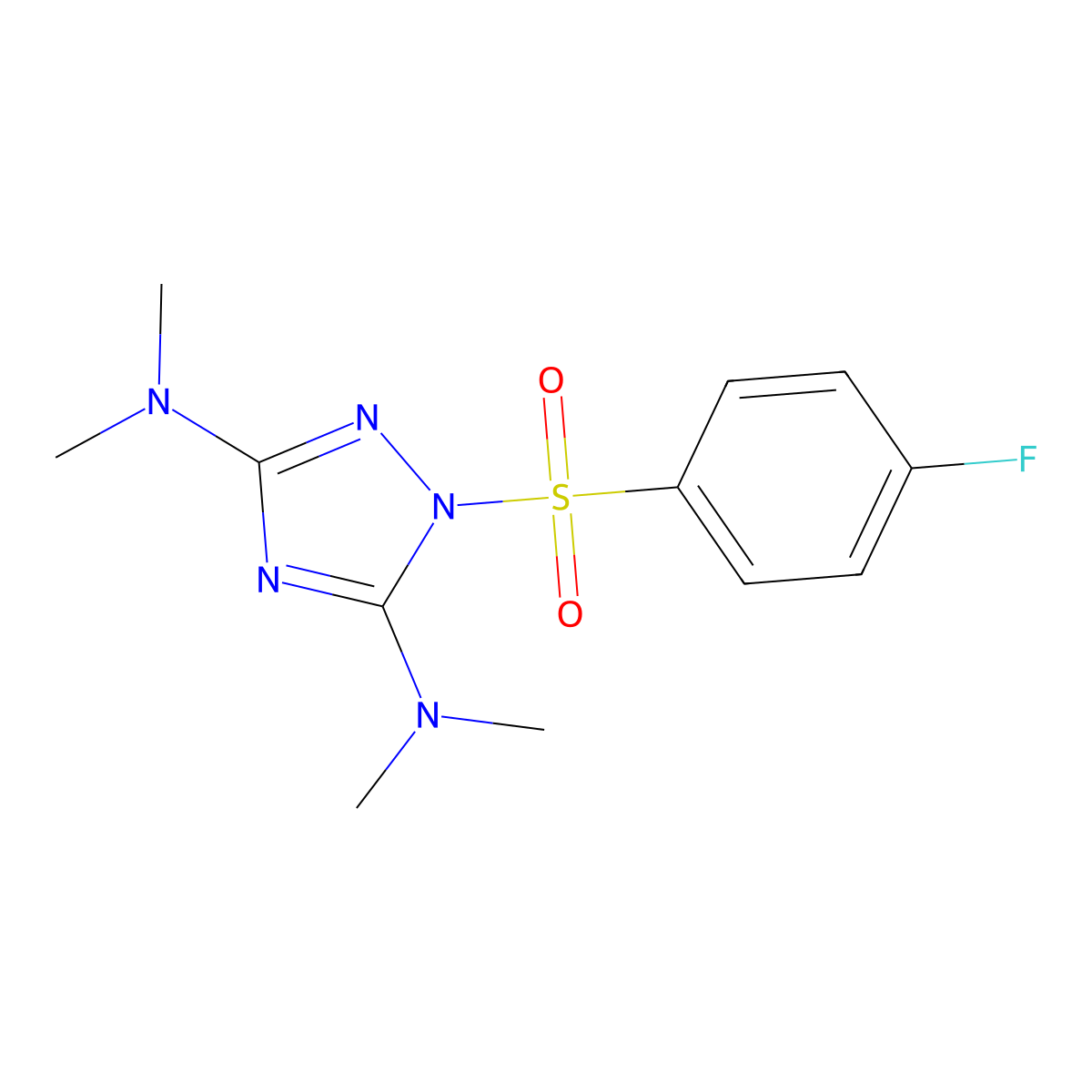 N-{3-(dimethylamino)-1-[(4-fluorophenyl)sulfonyl]-1H-1,2,4-triazol-5-yl}-N,N-dimethylamine molecular structure, CAS 478032-15-4