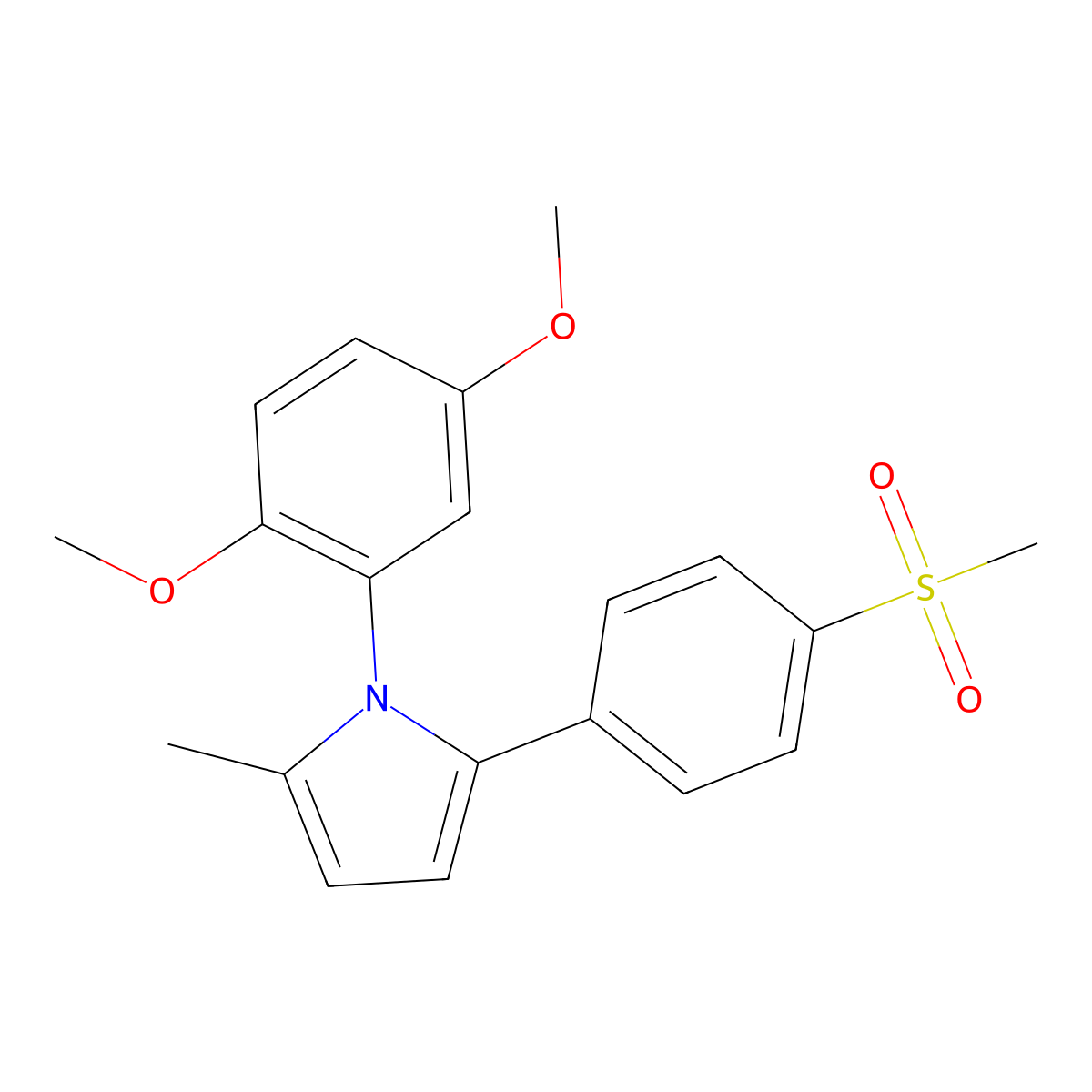 1-(2,5-dimethoxyphenyl)-2-methyl-5-[4-(methylsulfonyl)phenyl]-1H-pyrrole molecular structure, CAS 478032-25-6