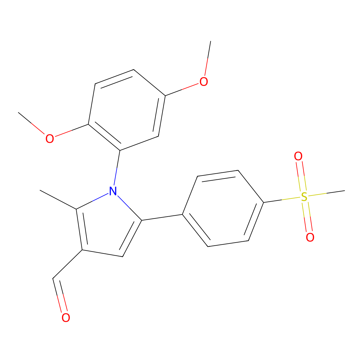 1-(2,5-dimethoxyphenyl)-2-methyl-5-[4-(methylsulfonyl)phenyl]-1H-pyrrole-3-carbaldehyde molecular structure, CAS 478032-27-8