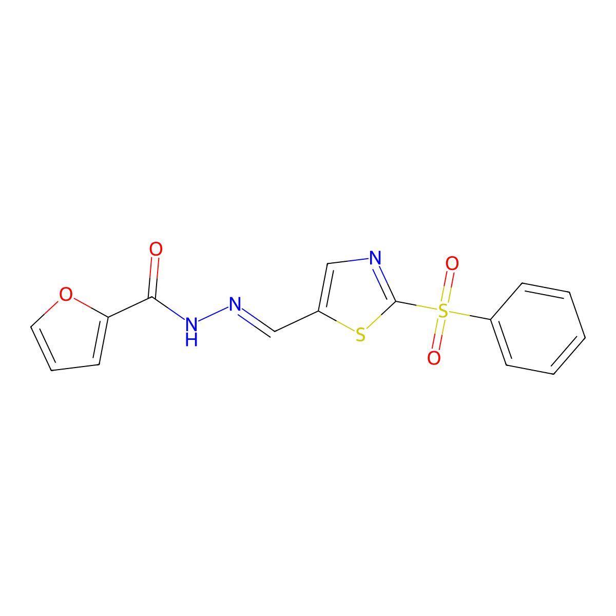 N'-{(E)-[2-(phenylsulfonyl)-1,3-thiazol-5-yl]methylidene}-2-furohydrazide molecular structure, CAS 478032-38-1