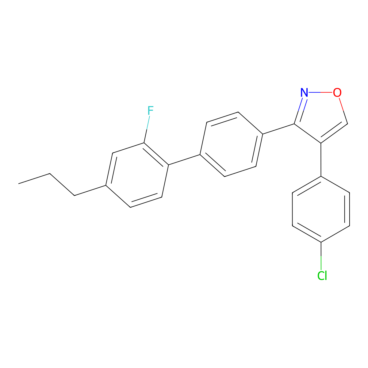 4-(4-Chlorophenyl)-3-(2'-fluoro-4'-propyl[1,1'-biphenyl]-4-yl)isoxazole molecular structure, CAS 478032-54-1