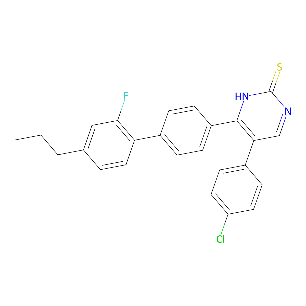 5-(4-Chlorophenyl)-4-(2'-fluoro-4'-propyl[1,1'-biphenyl]-4-yl)-2-pyrimidinethiol molecular structure, CAS 478032-55-2