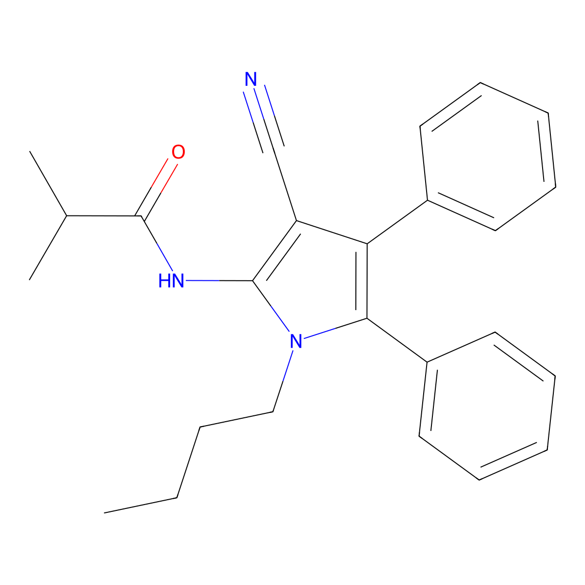 N-(1-butyl-3-cyano-4,5-diphenyl-1H-pyrrol-2-yl)-2-methylpropanamide molecular structure, CAS 478032-68-7